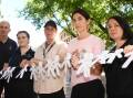 Mark Noonan, Tori Mines, Angela Coker, Denni Talbot and Jess Phelps at a White Ribbon Day event in Dubbo. Picture by Amy McIntyre