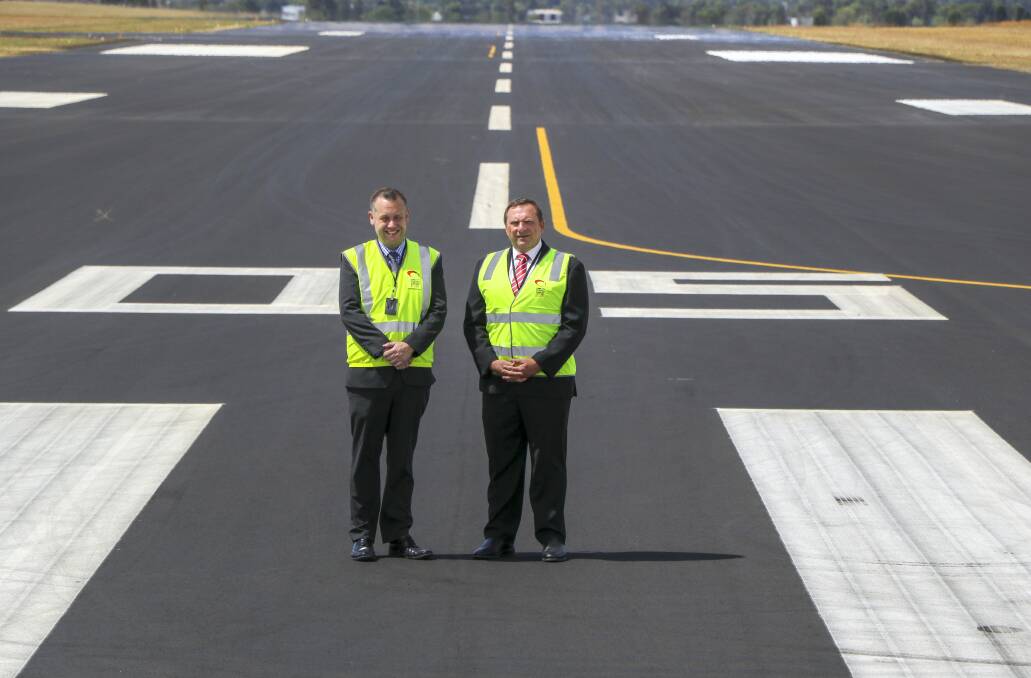 Improvements: Councillor Mohr and the mayor checking out the upgrades at the airport last week.