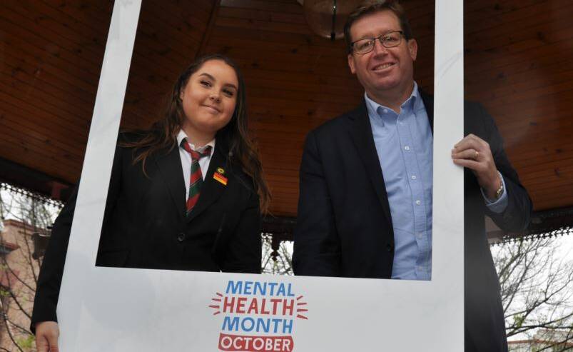 MHM Ocotber: Troy Grant with Maree Pobje of Dubbo College (Delroy Campus) at the launch of Mental Health month last week in Dubbo.
