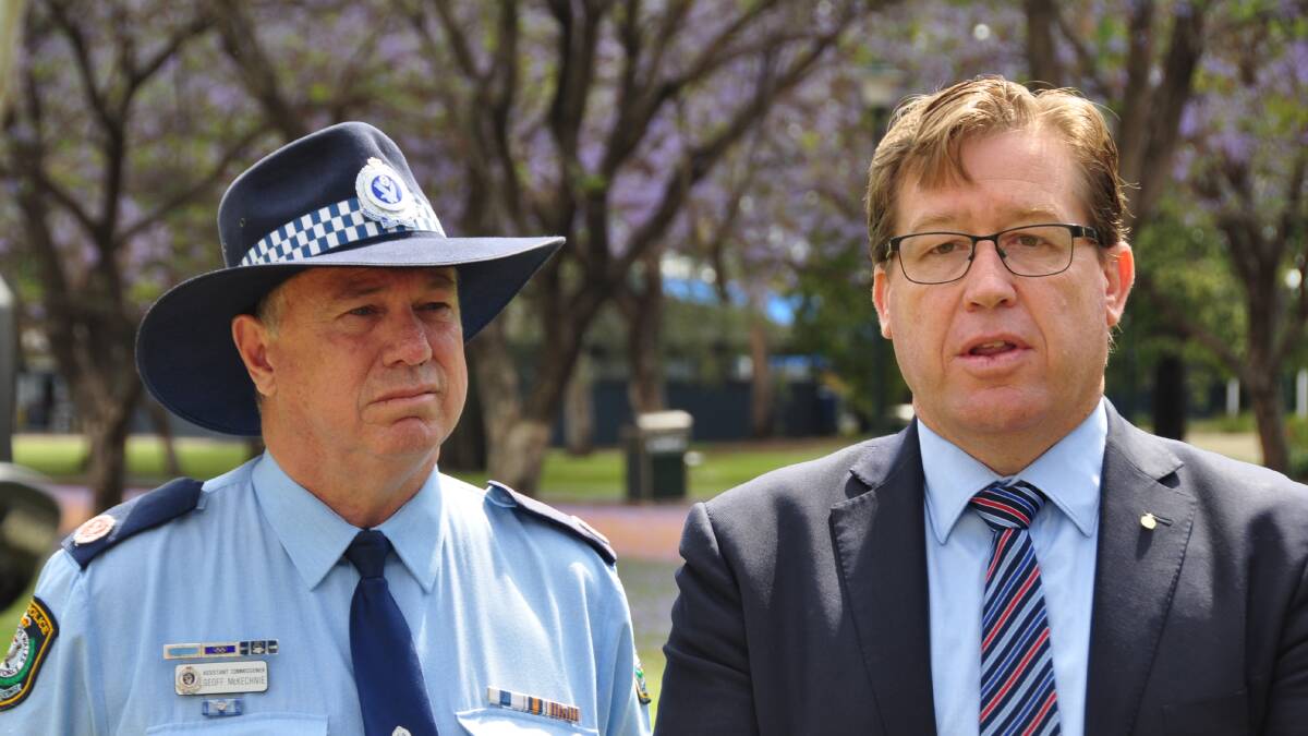 Safety First: Troy with NSW Police Assistant Commissioner Geoff McKechnie discussing community safety.