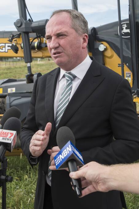 Just bizarre: Barnaby Joyce at a press conference in Tamworth on Monday morning. Photo: Peter Hardin.