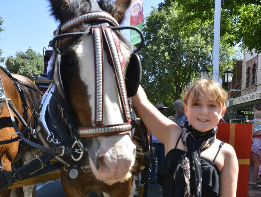 Kaela Croker made a new friend after enjoying a carriage ride around the CBD to check out the Christmas decorations with her family.  