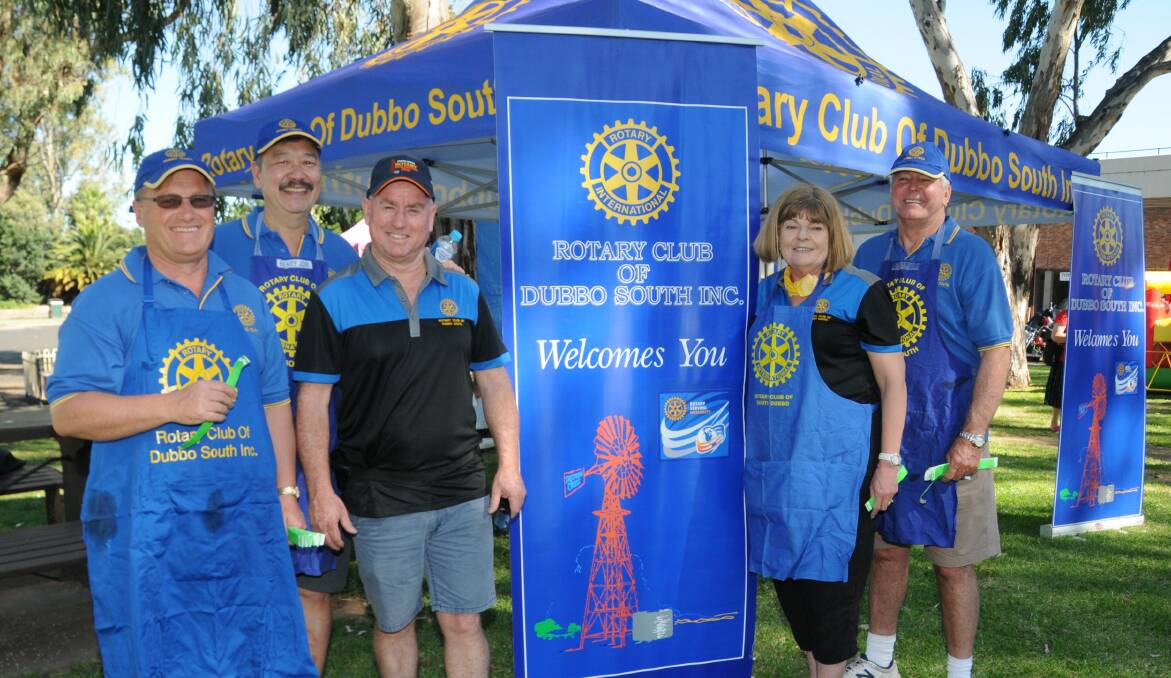 Giving: Rotary Club of Dubbo South members David Duffy, Henry Jom, Brian Haling, Helena Patriarca and Fred Griffiths. Photo: PAIGE WILLIAMS. 