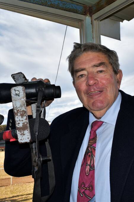 The Central West's favourite racecaller Colin Hodges OAM, pictured at Parkes Races on Saturday, was named in the Queen's Birthday honours list. 