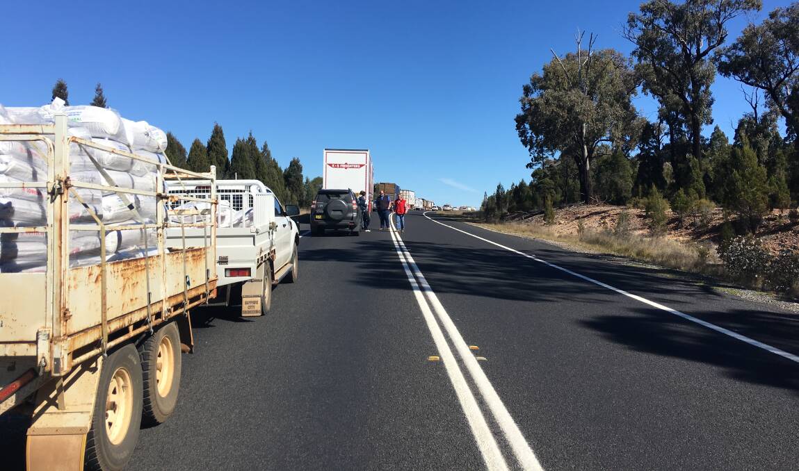 Traffic has been stopped after a crash between a car and a truck on the Newell Highway. Photo: BELINDA SOOLE