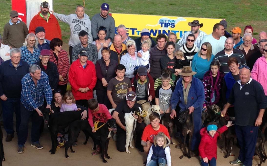 Supporters to appeal the ban at a greyhound meeting back in July at Dawson Park. Photo: CONTRIBUTED 