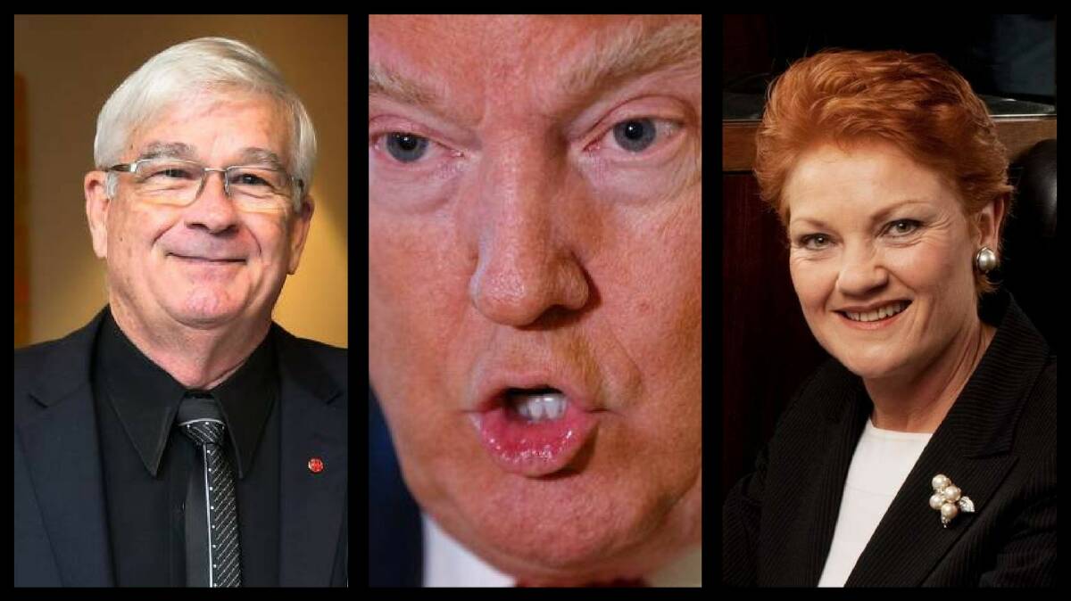 One Nation Senator Brian Burston; President-elect Donald Trump; and Senator Pauline Hanson.