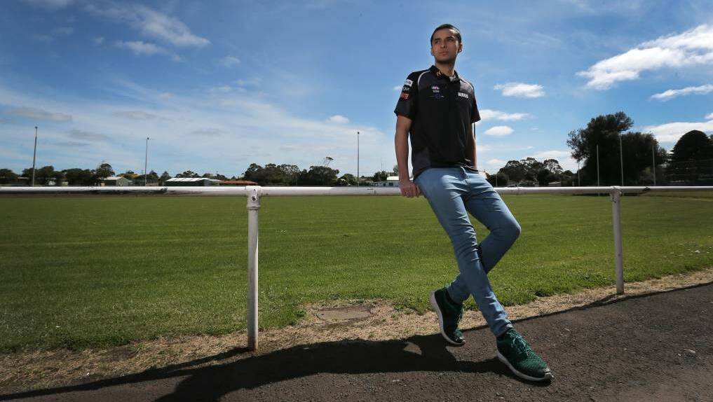 Koroit footballer Jarrod Korewha, here at the picturesque Tower Hill, is relishing the chance to spend time relaxing ahead of the AFL draft. Picture: Rob Gunstone