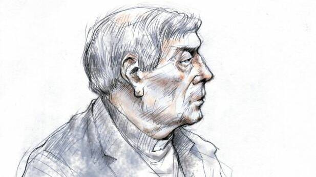 A sketch of Cardinal George Pell in the courtroom. Photo: Joe Benke
