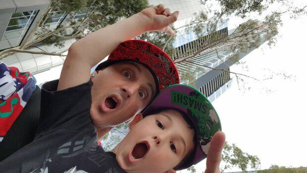Jake Cini and nephew Luca Piperno outside the Eureka Tower. Photo: Jake Cini
