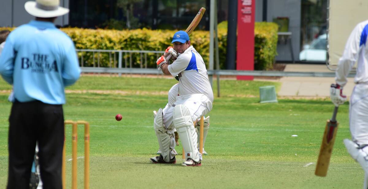 WHACK: Nic Cosier at the crease for Macquarie during their loss to Rugby on Saturday. Photo: BELINDA SOOLE