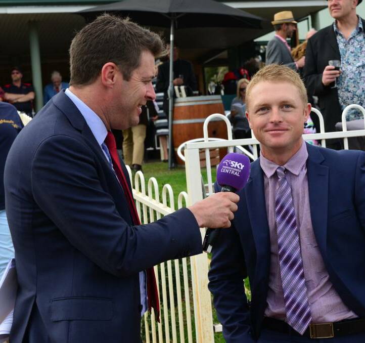 WINNER: Sky's Richard Haynes interviews Cameron Crockett, who will saddle up Nictock at Wellington on Tuesday.