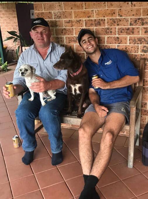 GONE TOO SOON: Jake Walton, pictured enjoying a beer with his father Dean and the family dogs, sadly passed away on Saturday evening. Photo: CONTRIBUTED