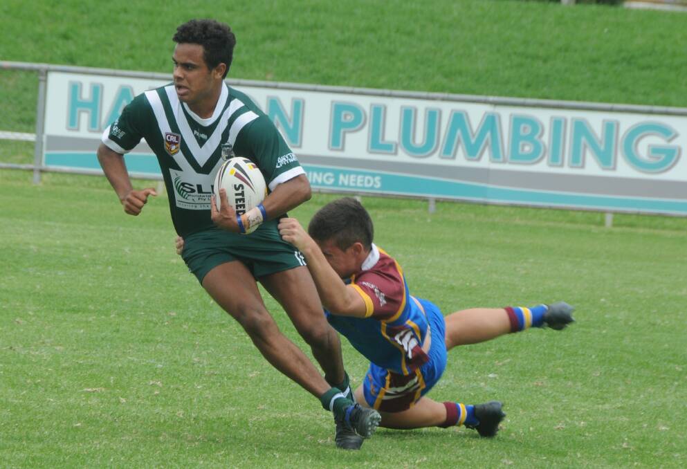 TALENT: Farren Lamb from Forbes makes a half-break during the Western Rams under-18s clash with Bidgee last Saturday. Photo: NICK GUTHRIE