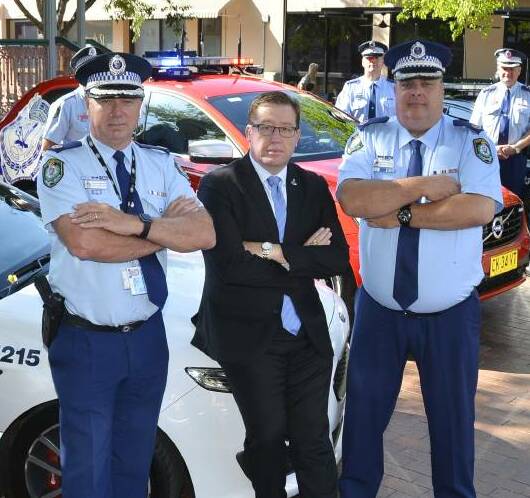 SERIOUS MESSAGE: Geoff McKechnie with Troy Grant and Michael Corboy, who are urging people to stop it or cop it this holiday period.