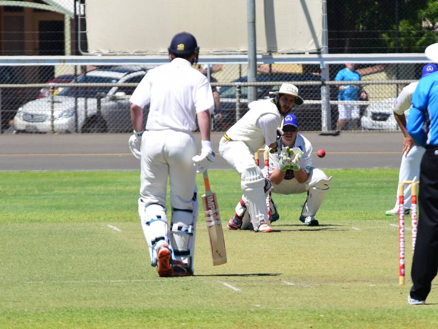 EYES ON THE BALL: Bathurst captain Jameel Qureshi made a half-century for his side.