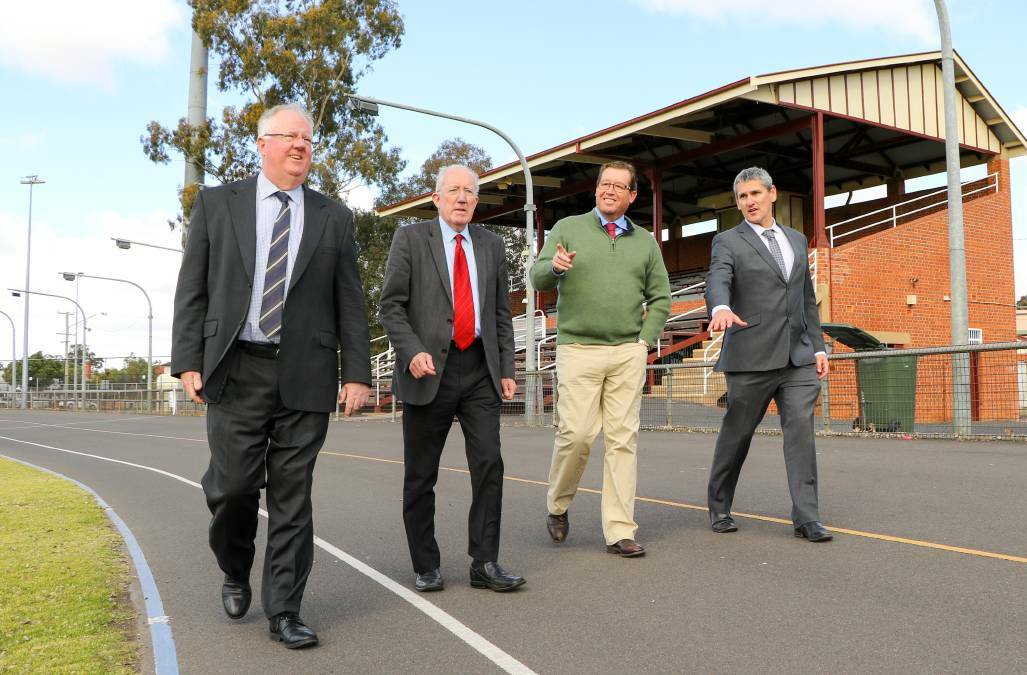 Mark Riley, Michael Kneipp, Troy Grant and Murray Wood at the No.1 Oval upgrade announcement.