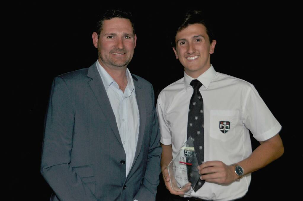 Tim Cox with Marty Jeffrey, who received an award for his contribution to sport.