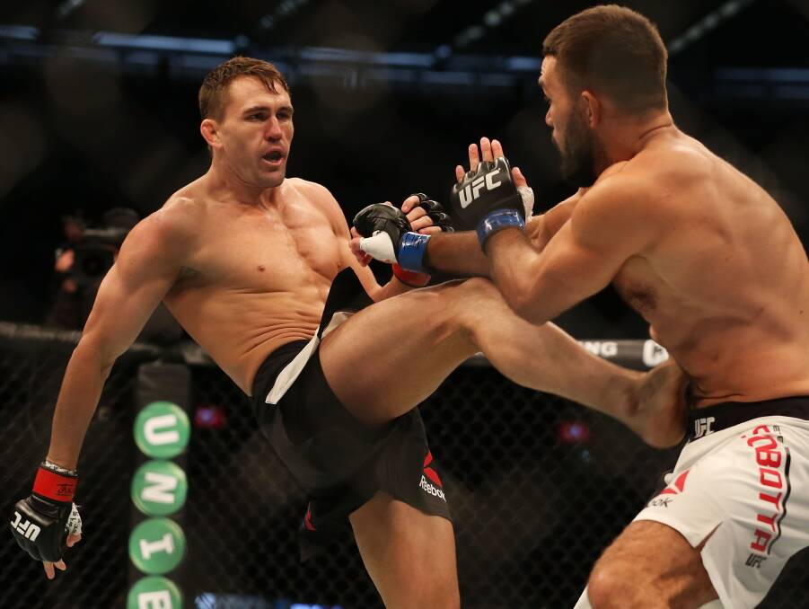 WHACK: Kyle Noke ended Peter Sobotta's night with this front body kick at UFC 193 in Melbourne.