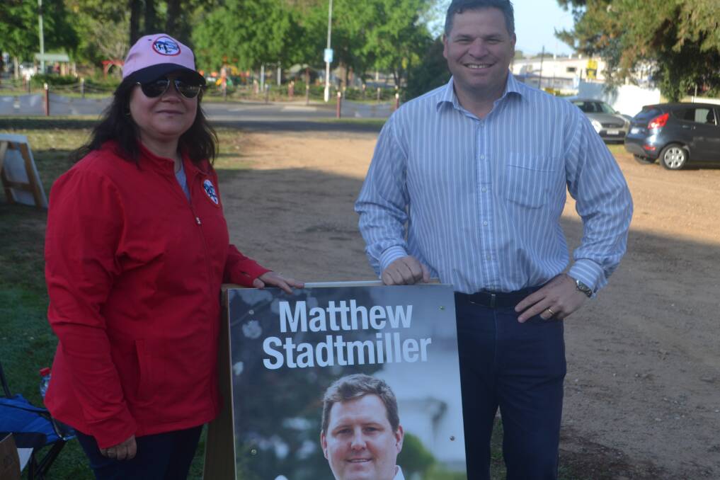 A DIFFERENT VOICE: Nadia and Phil Donato campaigning in the seat of Cootamundra on Saturday.