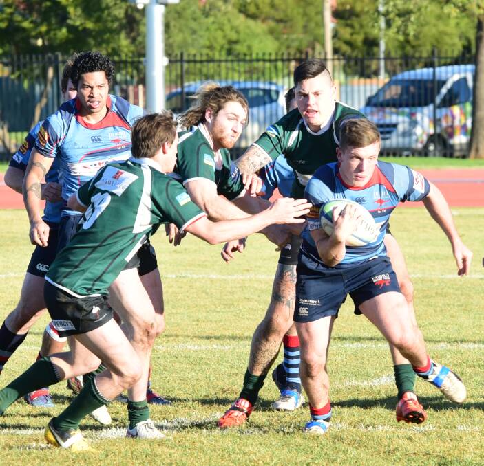Strong effort: Eli Kinscher was one of three try-scorers for the Dubbo Kangaroos in their 22-7 win over Orange Emus at DCL Park on Saturday. Photo: BROOK KELLEHEAR-SMITH