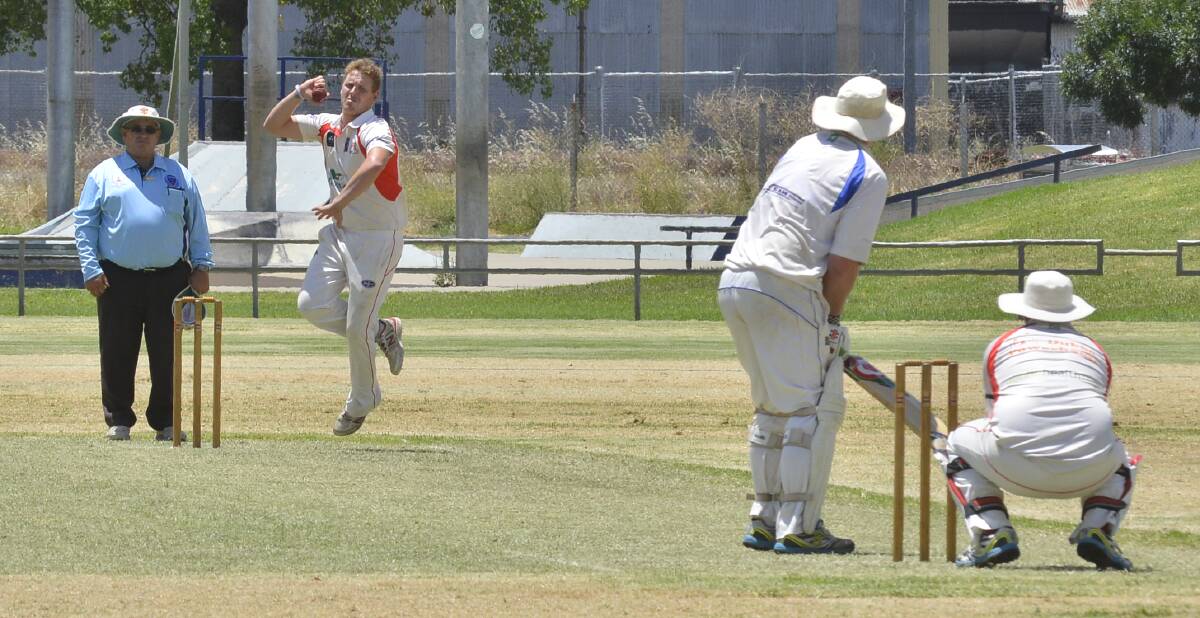 CLASS: Off-spinner Greg Buckley bowling for RSL-Colts against Macquarie on Saturday. Buckley had a rare quiet day but it didn't stop his team from posting a win. Photo: PAIGE WILLIAMS