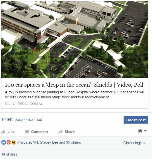 Facebook users had plenty to say in response to the Liberal's article '100 car spaces a 'drop in the ocean': Shields'.
