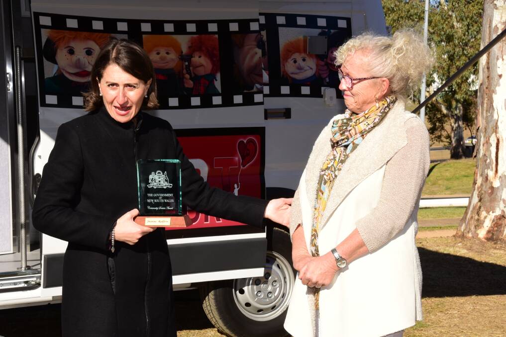 PRESENTATION: NSW Premier Gladys Berejiklian presented Wellington's Yvonne Redfern with the Premier's Award. Photo: BELINDA SOOLE