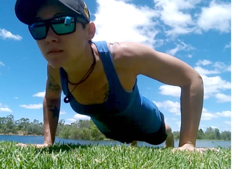 CHALLENGE: Shakira Cree of Cobar has done more than 18,000 push-ups over 242 days to raise funds for Soldier On. Photo: SUPPLIED