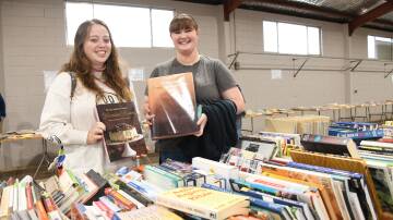Eleanore Martin and Imogen Crome at the Michael Egan Memorial Book Fair 2023 at Dubbo Showground. Picture by Amy McIntyre