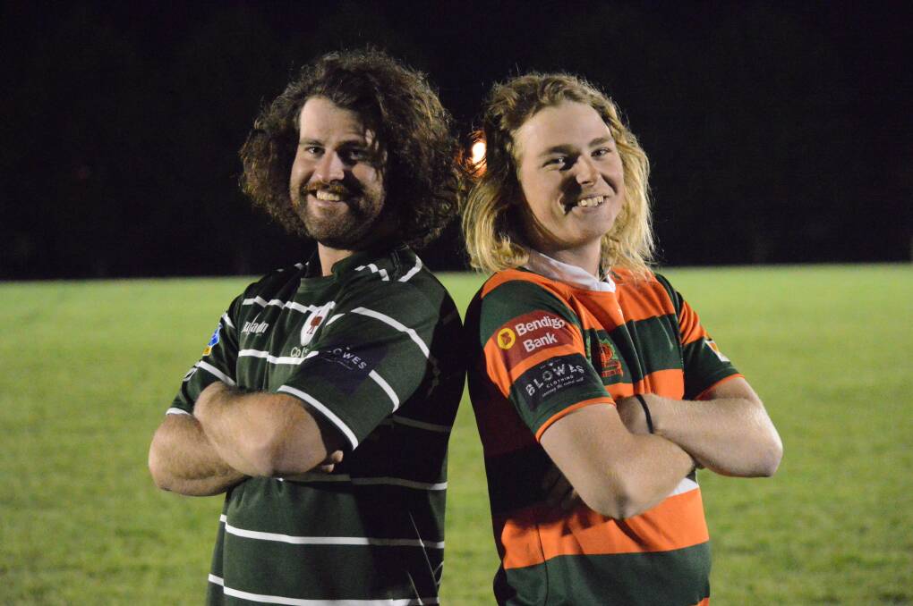 HAIR-BRAINED: Fuzzy-wuzzy guns Tom Green and Tom Nell are both pumped up tighter than beach balls leading into this weekend's local derby. Photo: MATT FINDLAY