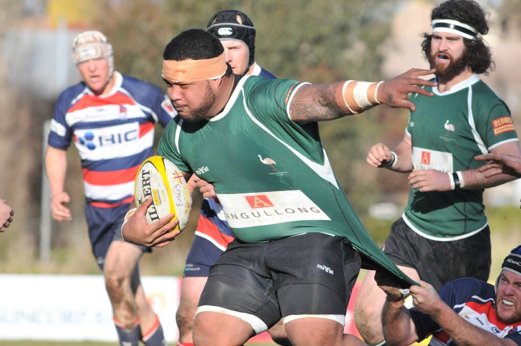 CAME IN LIKE A WRECKING BALL: Big Nas Havealeta's influence at scrum-time will be crucial when Emus host Mudgee on Saturday. Photo: JUDE KEOGH