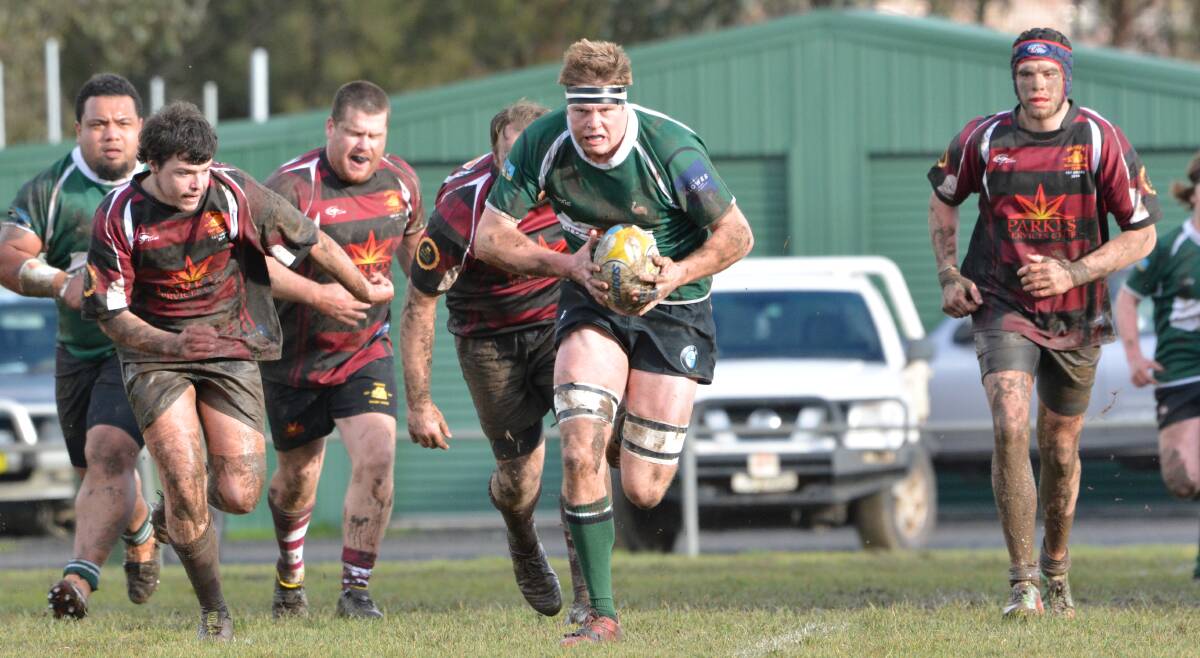 THE RAGING BULL: Sam McLean finds space in Saturday's 89-0 win over Parkes, which was called off about 10 minutes early. Photo: ZENIO LAPKA 
