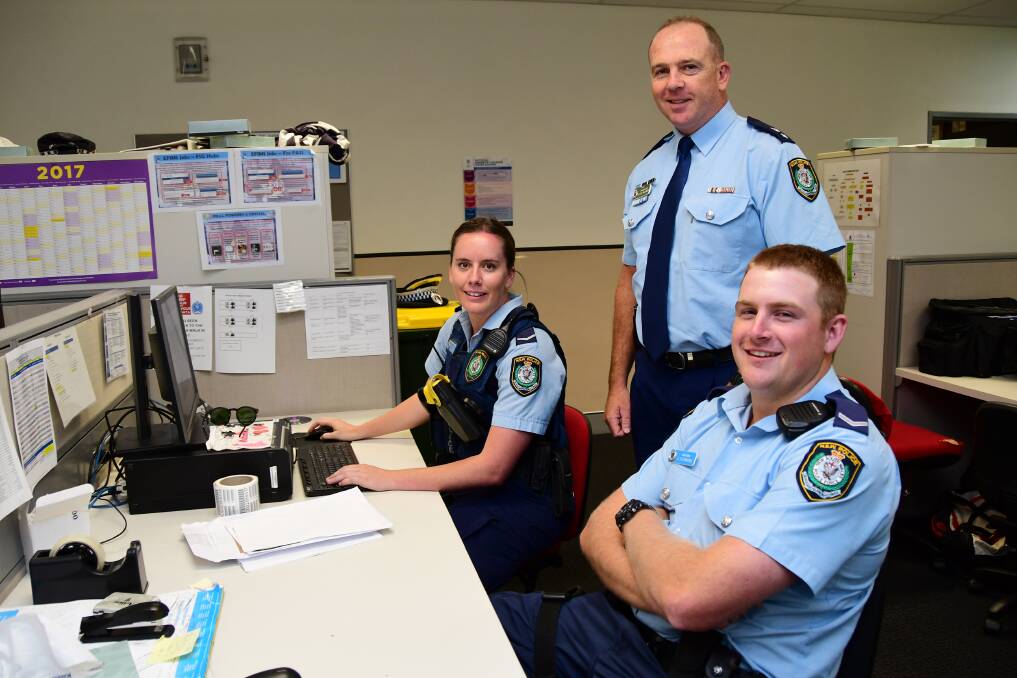 ON DUTY: Superintendent Peter McKenna with constables Kellyann Grayson and Jordan Flemming at Dubbo Police Station on Tuesday. Photo: BELINDA SOOLE