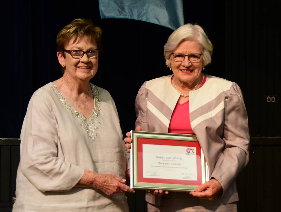 Judy Jakins with award recipient Margaret Carolan.