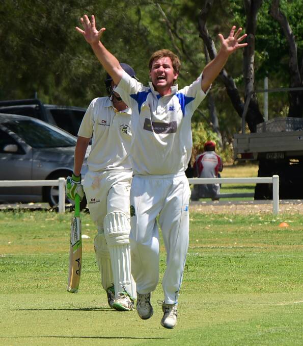 HOWZAT: Macquarie all-rounder Joe Haylock appeals for a wicket during the Blues' first grade clash with South Dubbo. Photos: BELINDA SOOLE