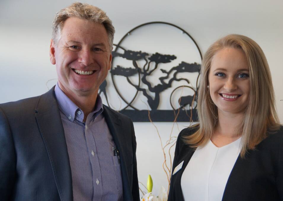 Welcome: Director of Ray White Dubbo, Richard Tegart with new team member, Camille Lyons, who is joining the Ray White family as part of the sales team. Photo: Supplied 