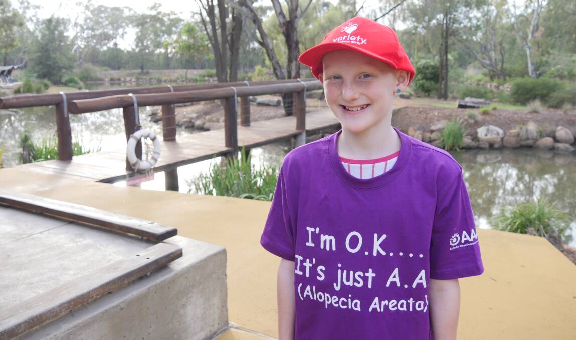 Adventure camp: Dubbo Zoo hosted to the first Alopecia Areata Adventure Camp for children with alopecia, like Hannah (pictured), to meet and have fun. Photo: Contributed.