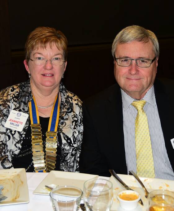 Jeanette Miller and John Dinning at the Rotary Club of Dubbo changeover, which was held at the Westside Hotel.
