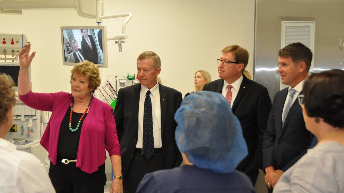 TENDER CALLED: State Member for Dubbo and Deputy Premier Troy Grant (second from right) has announced the tender has been called for the start of stage three and four redevelopment of Dubbo Hospital. He is pictured at the opening of the hospital's clinical services building with (from left) NSW Health Minister Jillian Skinner, federal Member for Parkes Mark Coulton and NSW Premier Mike Baird. Photo: Contributed.