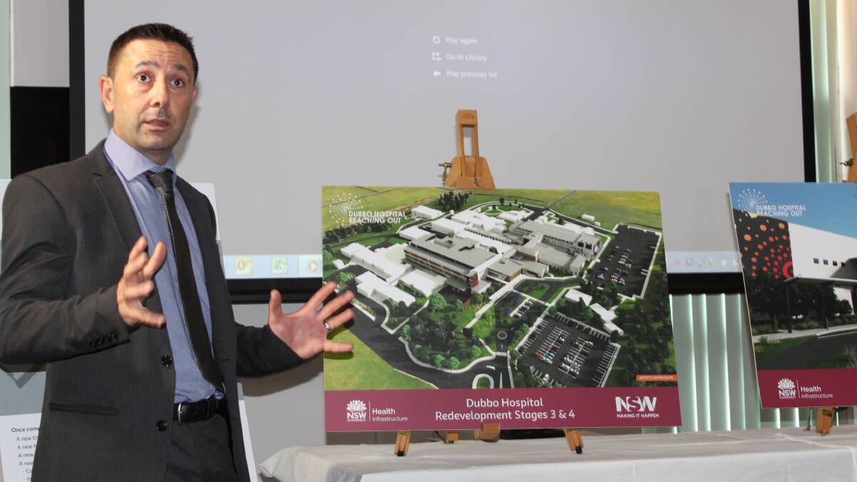 REDEVELOPMENT: Health Infrastucture's Bruno Zinghini speaks at the launch of the schematic design plans for stages three and four of the redevelopment of Dubbo Hospital. 