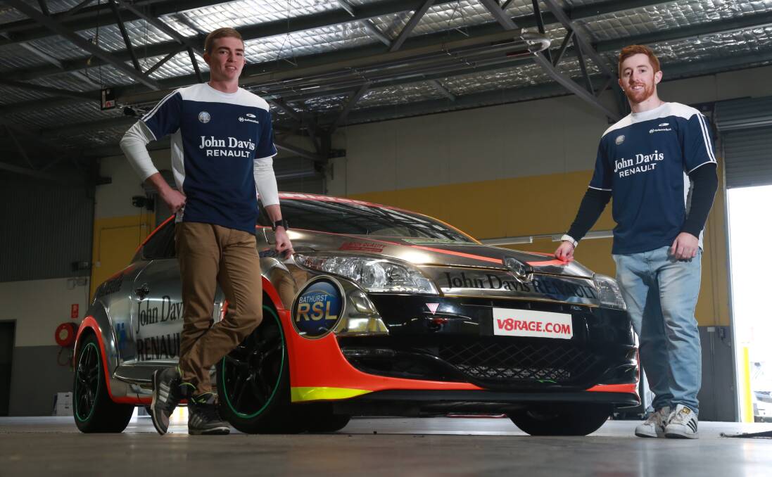 MOUNT IS CALLING: Kyle and Blake Aubin stand with their Renault Megane they will drive this weekend. Photo: PHIL BLATCH 041017pbaubin2