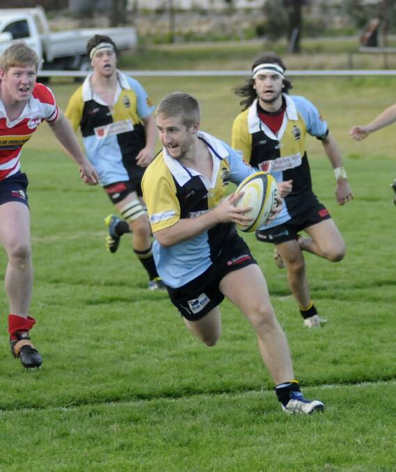 DRAMA: CSU captain Cam Backhouse (pictured) and team mate Tom Greenaway were each shown yellow following an on-field brawl against Forbes on Saturday. Photo: CHRIS SEABROOK 062114csu3a