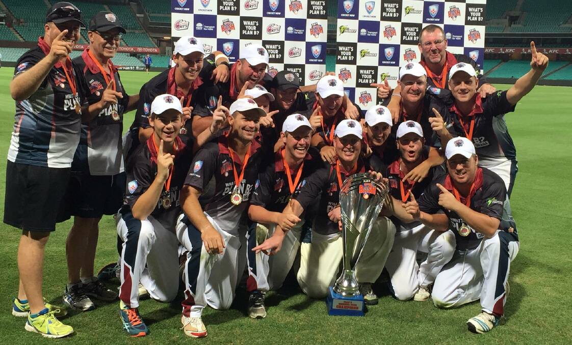 WINNERS: The Orana Outlaws celebrate with the silverware after winning the Plan B Regional Bash on Sunday night. Photo: CRICKET NSW FACEBOOK