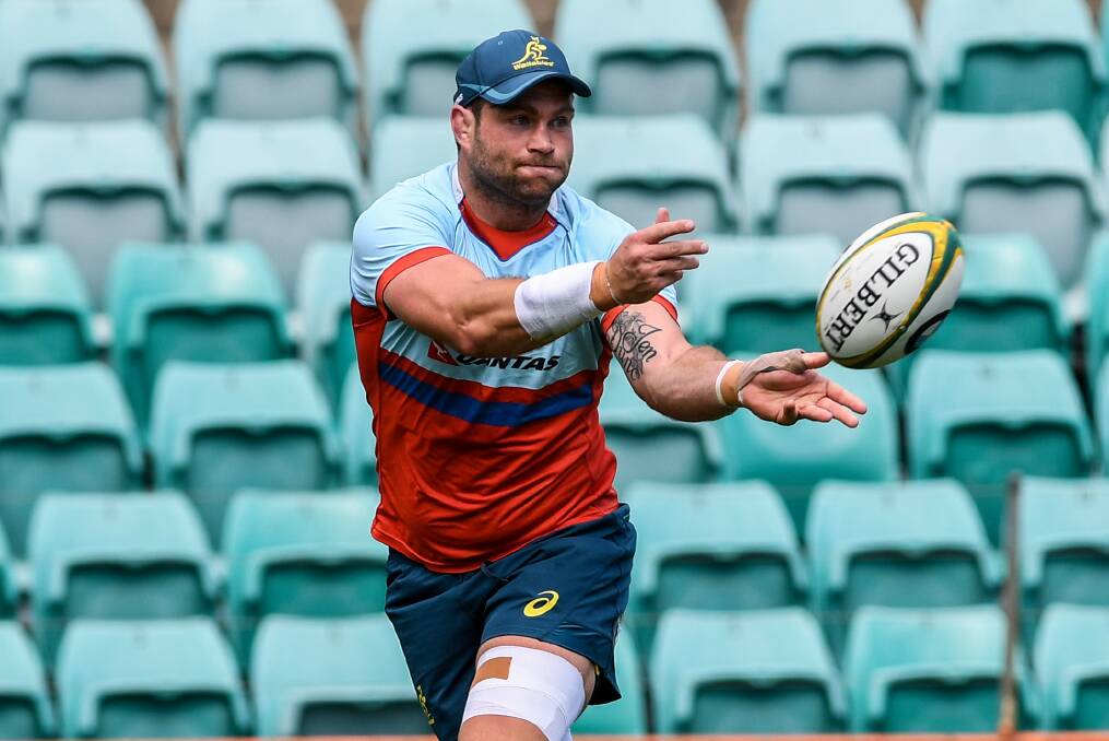 HE'S BACK: Warren product and back-rower Ben McCalman in action at Wallabies training this week leading up to the weekend's clash with the Barbarians. Photo: APP/BRENDAN ESPOSITO