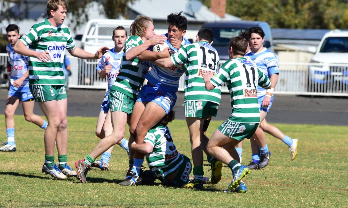 POWER: Macquarie prop Blaine Gordon was highlighted by CYMS coach Bernard Wilson as one player his side needs to stop in Sunday's under 18s preliminary final at Caltex Park. Photo: BELINDA SOOLE