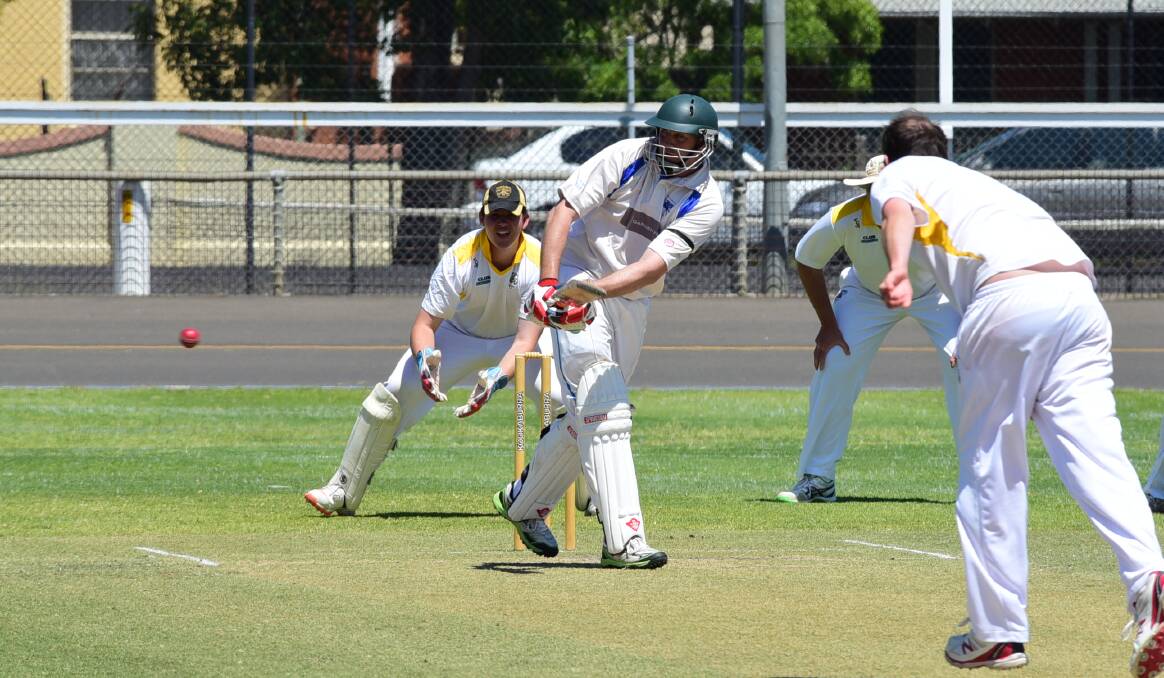 MASTER BLASTER: Jason Green, pictured during RSL-Whitney Cup action, made a brilliant century on Friday night as Christies Crackerjacks piled on the runs at No. 1 Oval. Photo: BELINDA SOOLE