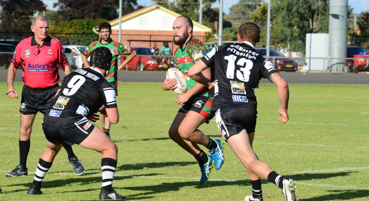 VALIANT: Dubbo Westside captain-coach Colt Tairua scored one of his side's two tries in Sunday's heavy 46-10 loss to the Forbes Magpies. Photo: BELINDA SOOLE