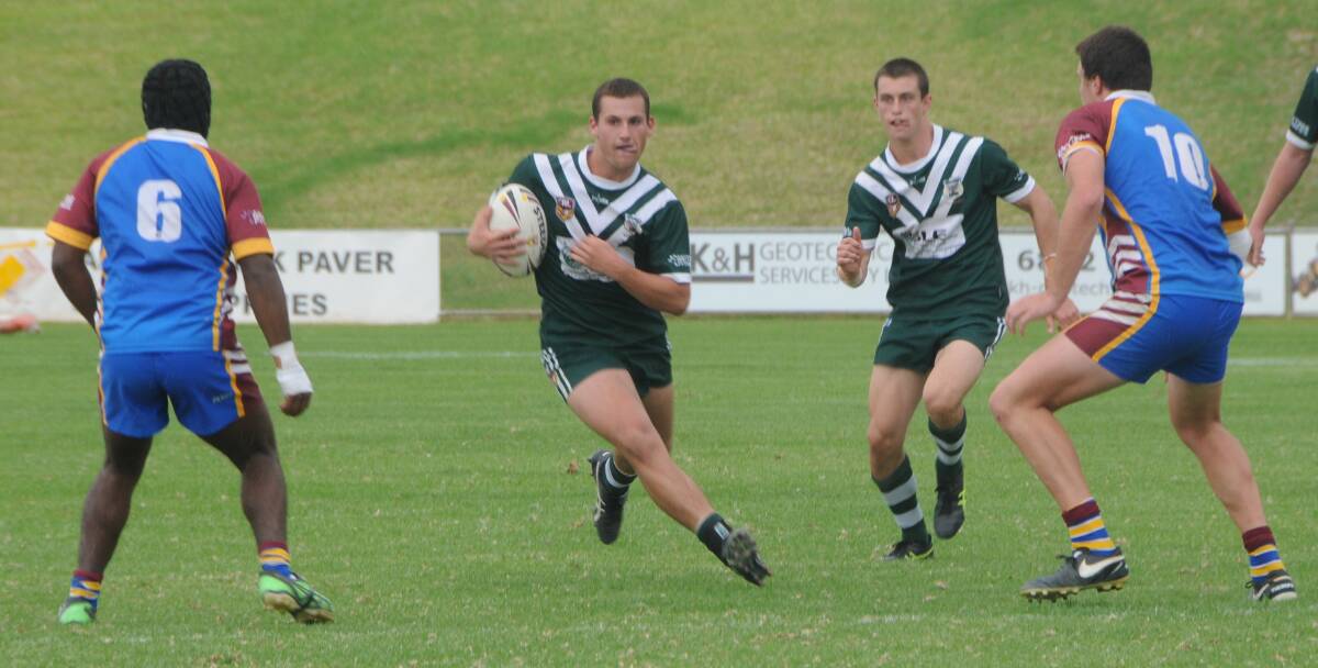 LEADING THE WAY: Parkes Spacemen second-rower Darby Medlyn continued his fine form in the green jersey on Saturday with another strong showing in the Western Rams' win over the Bidgee Bulls. Photo: NICK GUTHRIE