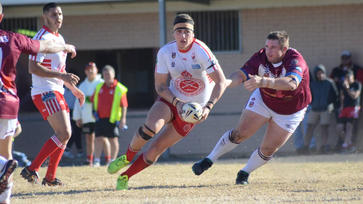 LAST-GASP VICTORY: Corey Cox and the Narromine Jets never gave up on Sunday and were rewarded with a crucial 40-34 win at Wellington. Photo: ELOUISE HAWKEY